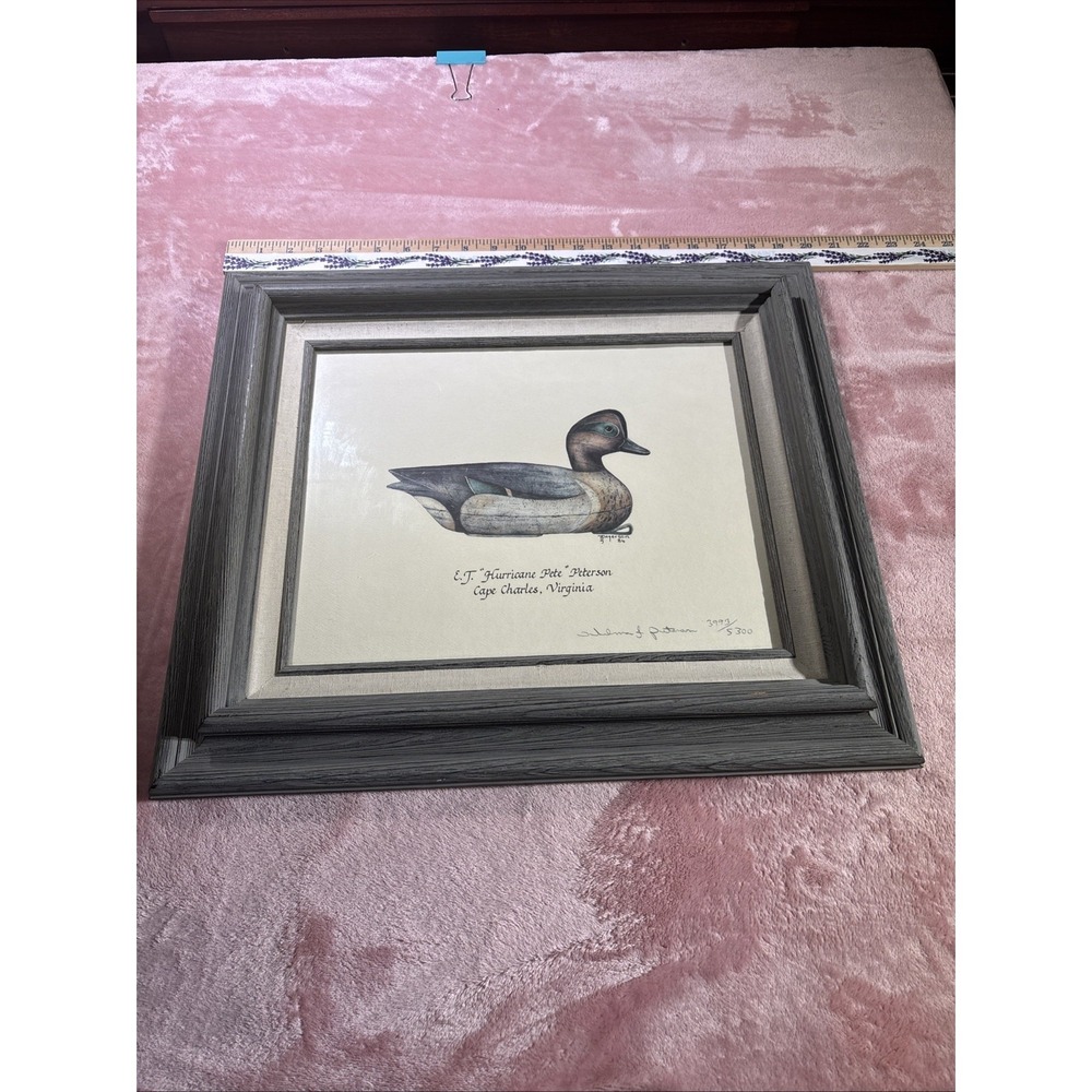 EJ Hurricane Pete Duck Decoy Prints Thelma Peterson Signed Numbered Coastal
